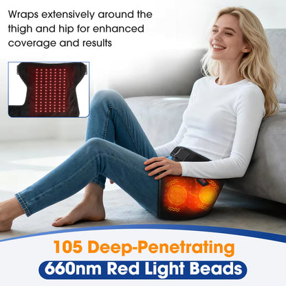 105-LED 660nm Red Light & Thermal Vibration Hip Therapy Belt